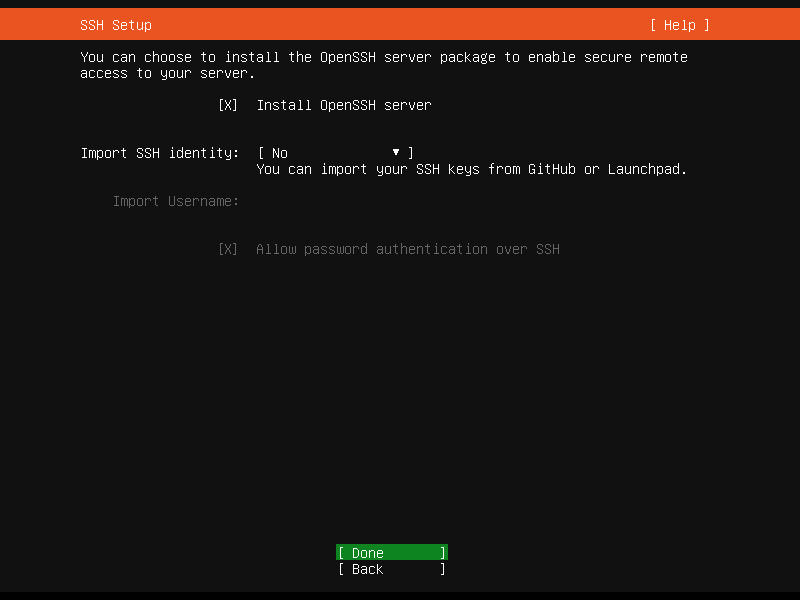 chọn "Install OpenSSH Server"