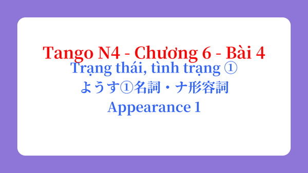 Tango N4 - Chương 6 - Bài 4: Trạng thái, tình trạng ① ようす①名詞・ナ形容詞 / Appearance 1